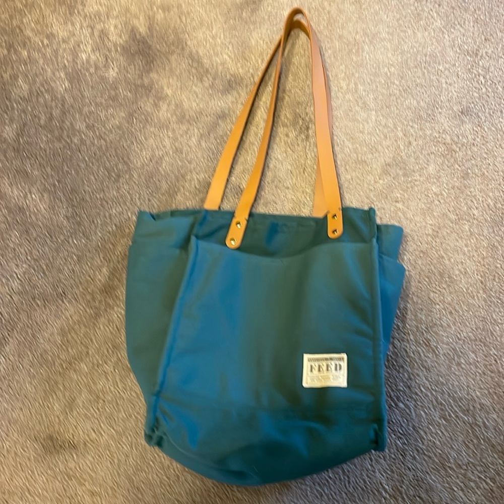 Feed Tote Bag.  Teal/Green.  Perfect for shopping, work, craft projects